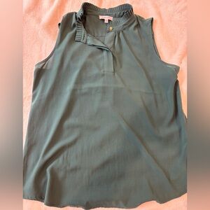 Calvin Klein Dark Green Pleated Top
